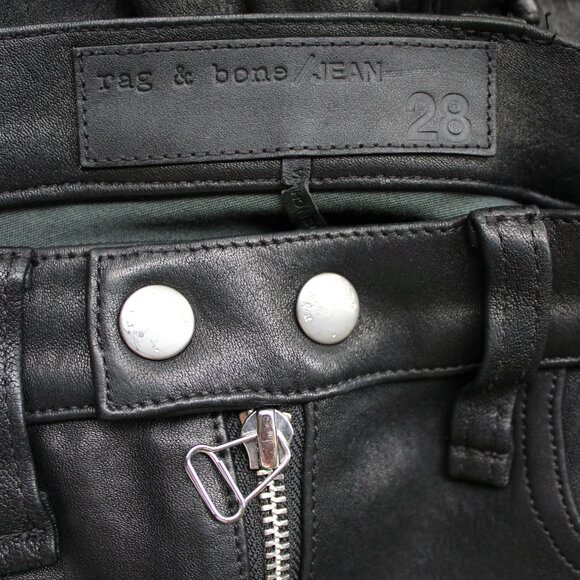 RAG & BONE black KIKU STRETCH LACE-UP LEATHER LEGGING PANT JEAN Vintage hippie - Picture 10 of 11